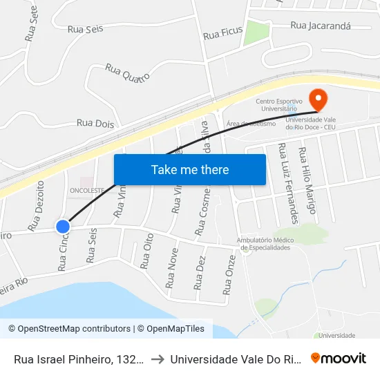 Rua Israel Pinheiro, 1325 | Partenon to Universidade Vale Do Rio Doce - Ceu map