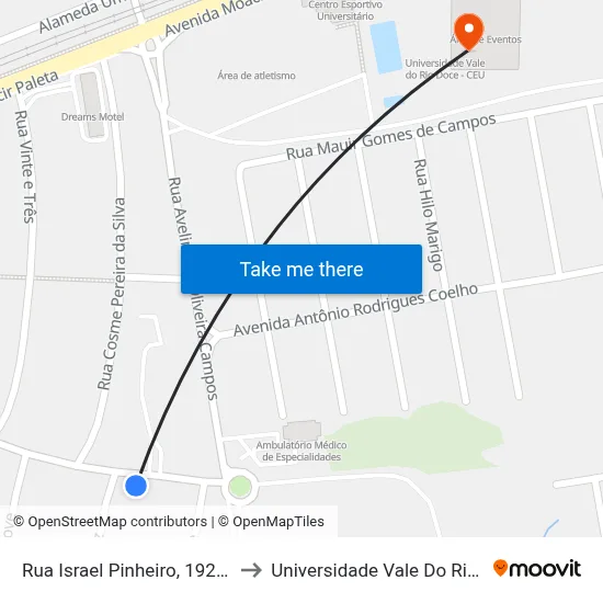 Rua Israel Pinheiro, 1920 | Arapucas to Universidade Vale Do Rio Doce - Ceu map