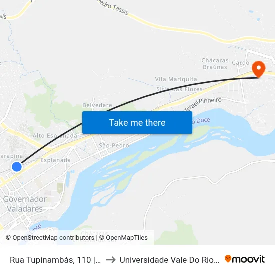 Rua Tupinambás, 110 | Passarela to Universidade Vale Do Rio Doce - Ceu map