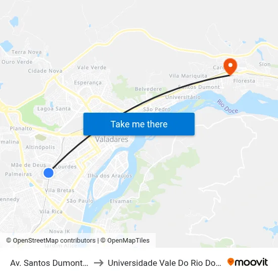 Av. Santos Dumont, 1799 to Universidade Vale Do Rio Doce - Ceu map