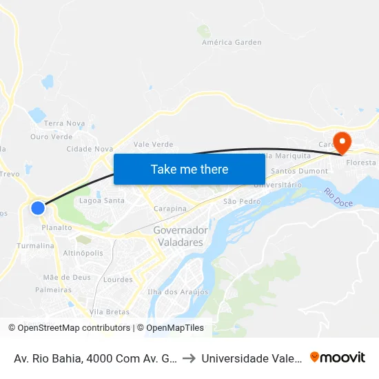 Av. Rio Bahia, 4000 Com Av. Grã-Duquesa De Luxemburgo to Universidade Vale Do Rio Doce - Ceu map