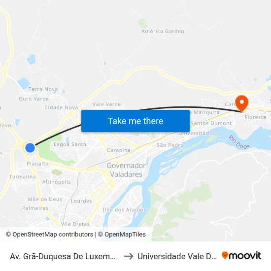 Av. Grã-Duquesa De Luxemburgo, 5971 | Funerária to Universidade Vale Do Rio Doce - Ceu map