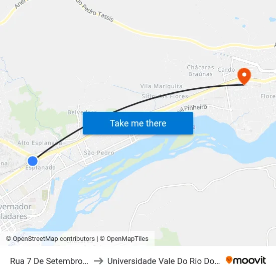 Rua 7 De Setembro, 1790 to Universidade Vale Do Rio Doce - Ceu map