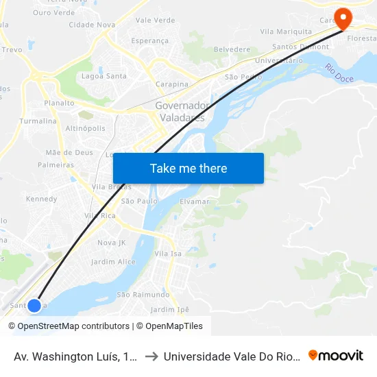Av. Washington Luís, 1620 | Saae to Universidade Vale Do Rio Doce - Ceu map