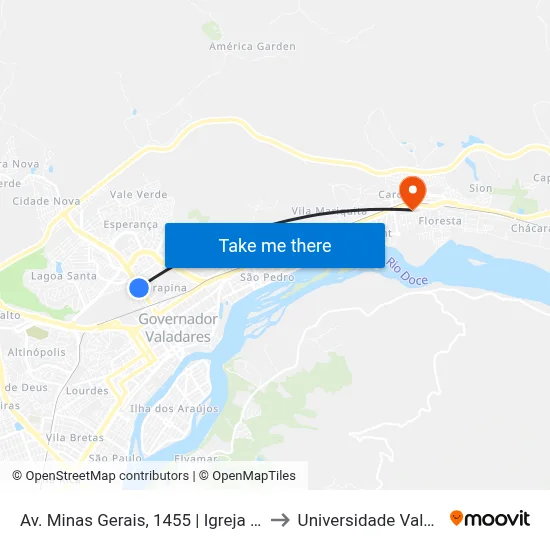 Av. Minas Gerais, 1455 | Igreja De Nossa Senhora Das Graças to Universidade Vale Do Rio Doce - Ceu map