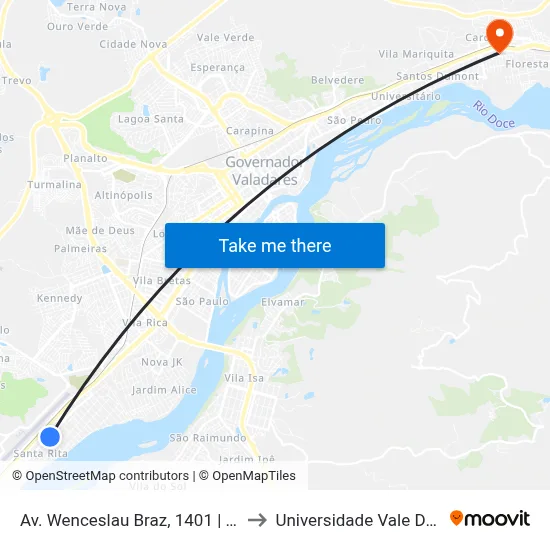 Av. Wenceslau Braz, 1401 | Padaria Pão Da Hora to Universidade Vale Do Rio Doce - Ceu map