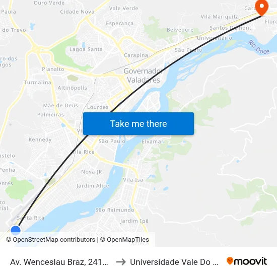 Av. Wenceslau Braz, 2419 | Antigo Coala to Universidade Vale Do Rio Doce - Ceu map
