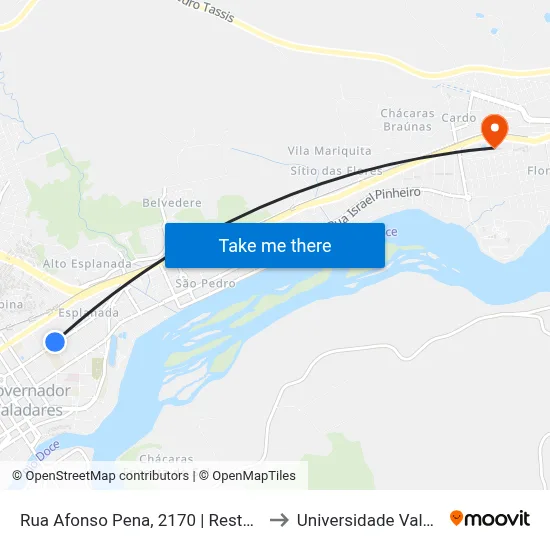 Rua Afonso Pena, 2170 | Restaurante Churrasquim De Minas to Universidade Vale Do Rio Doce - Ceu map