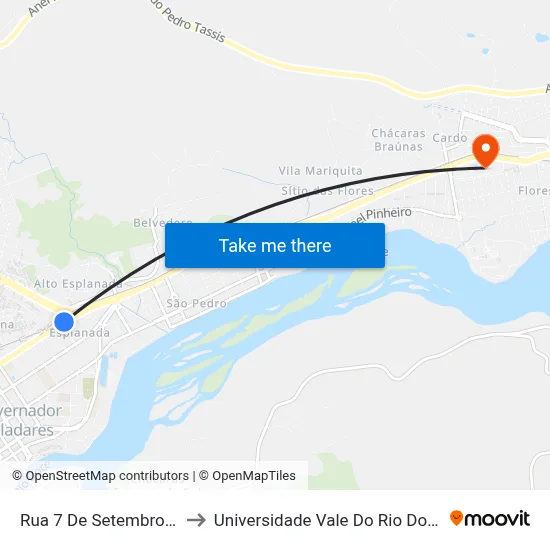 Rua 7 De Setembro, 1793 to Universidade Vale Do Rio Doce - Ceu map