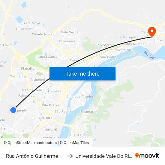 Rua Antônio Guilherme Sobrinho, 235 to Universidade Vale Do Rio Doce - Ceu map