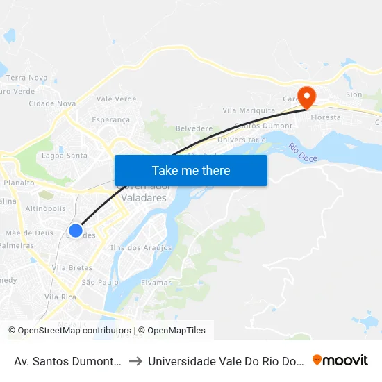 Av. Santos Dumont, 1137 to Universidade Vale Do Rio Doce - Ceu map
