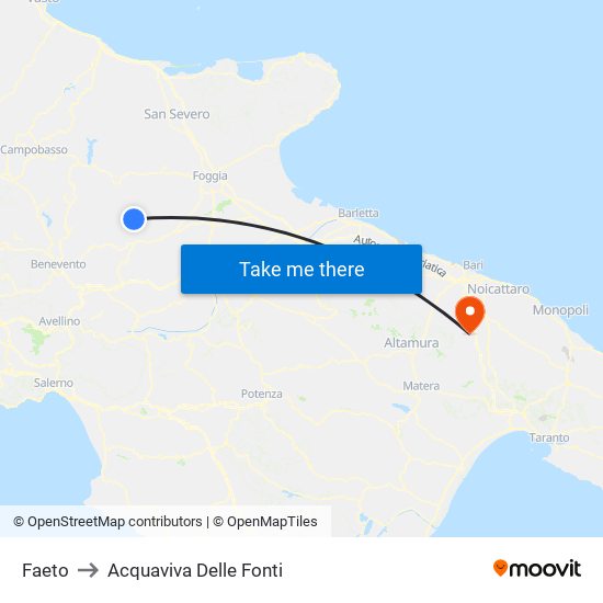 Faeto to Acquaviva Delle Fonti map