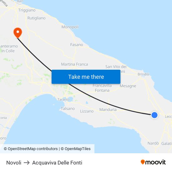 Novoli to Acquaviva Delle Fonti map
