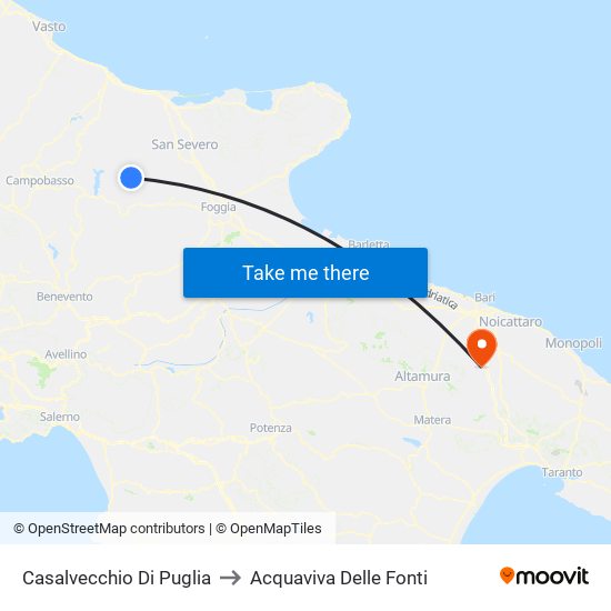 Casalvecchio Di Puglia to Acquaviva Delle Fonti map