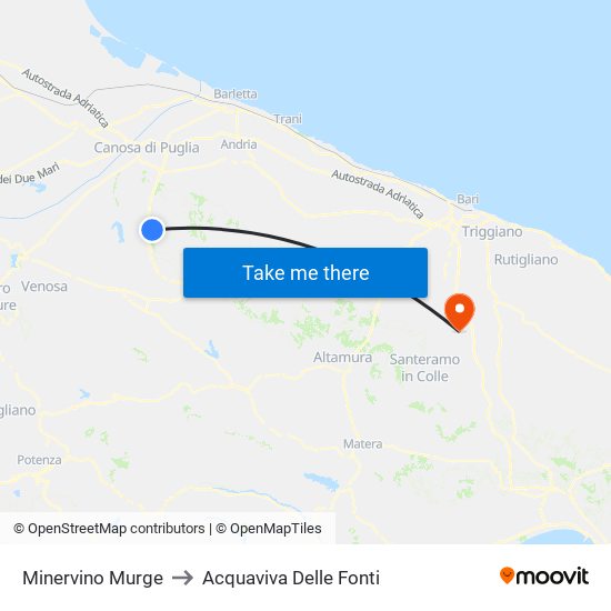 Minervino Murge to Acquaviva Delle Fonti map