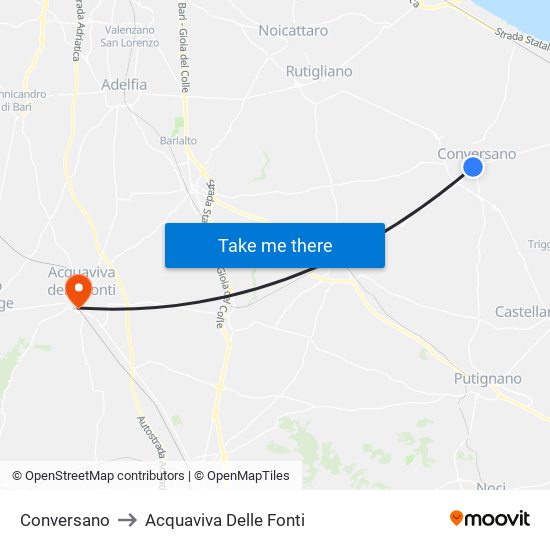 Conversano to Acquaviva Delle Fonti map