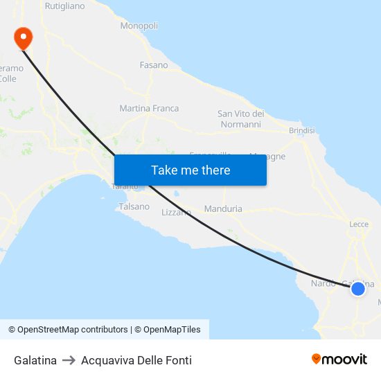 Galatina to Acquaviva Delle Fonti map