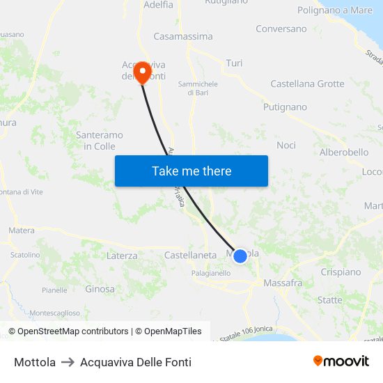 Mottola to Acquaviva Delle Fonti map