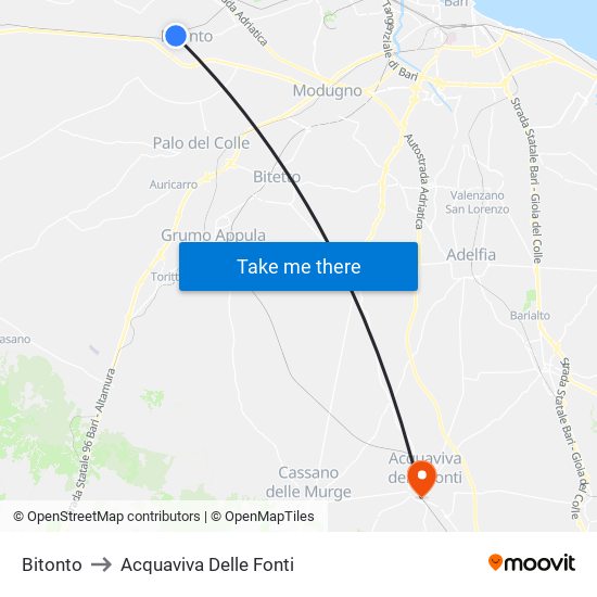 Bitonto to Acquaviva Delle Fonti map