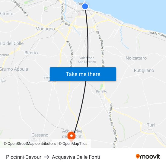 Piccinni-Cavour to Acquaviva Delle Fonti map