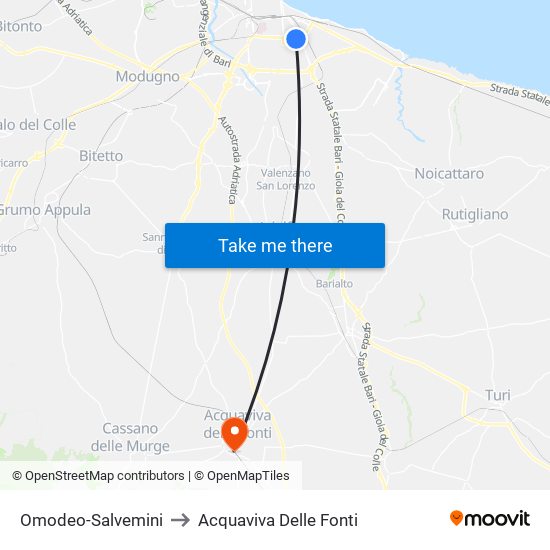 Omodeo-Salvemini to Acquaviva Delle Fonti map