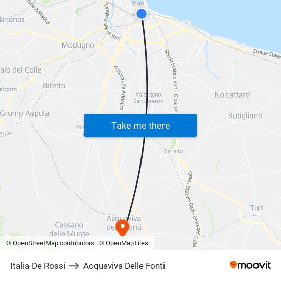 Italia-De Rossi to Acquaviva Delle Fonti map