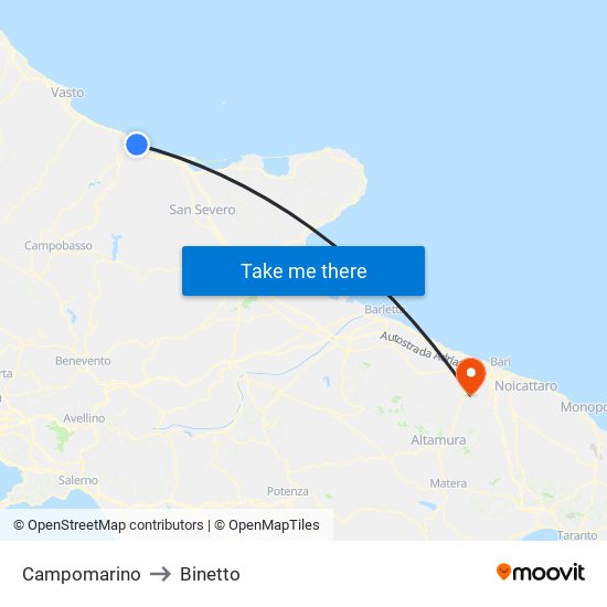 Campomarino to Binetto map