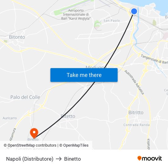 Napoli (Distributore) to Binetto map