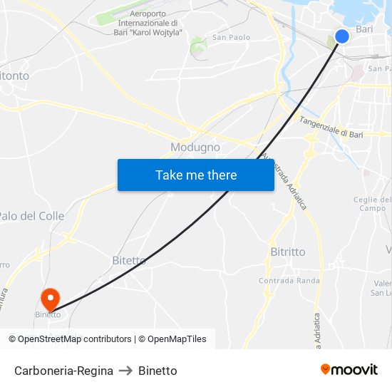 Carboneria-Regina to Binetto map