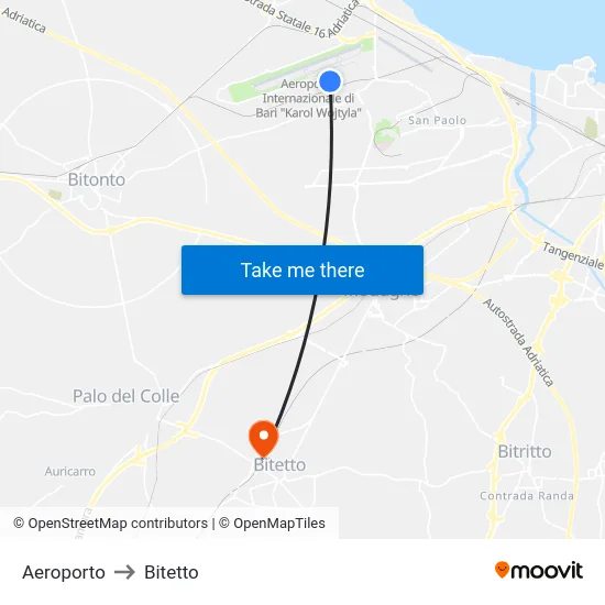 Aeroporto to Bitetto map