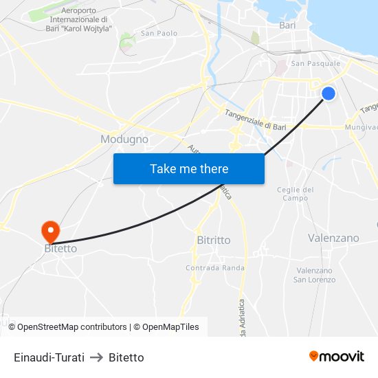 Einaudi-Turati to Bitetto map