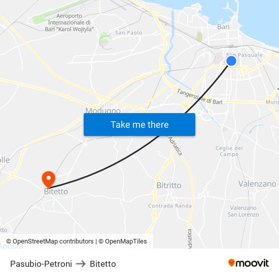 Pasubio-Petroni to Bitetto map