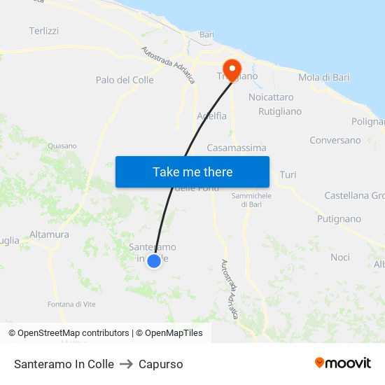 Santeramo In Colle to Capurso map