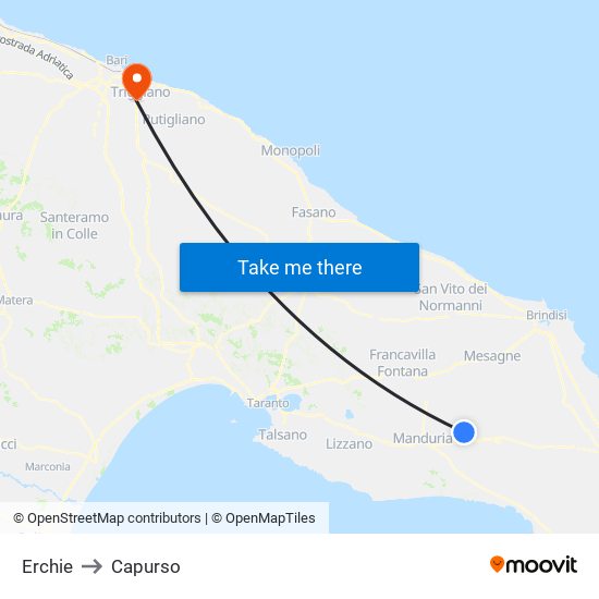 Erchie to Capurso map
