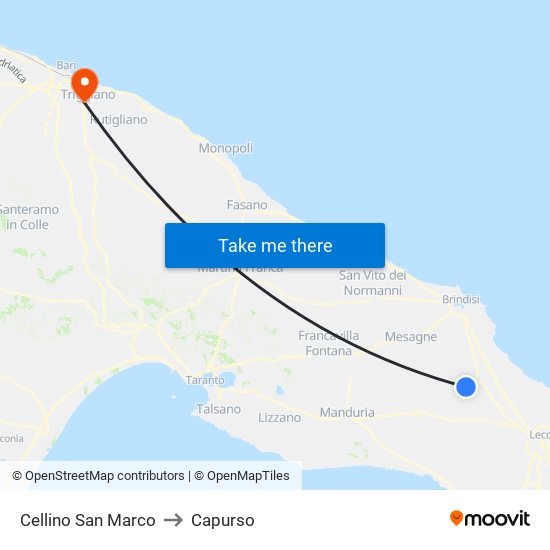 Cellino San Marco to Capurso map