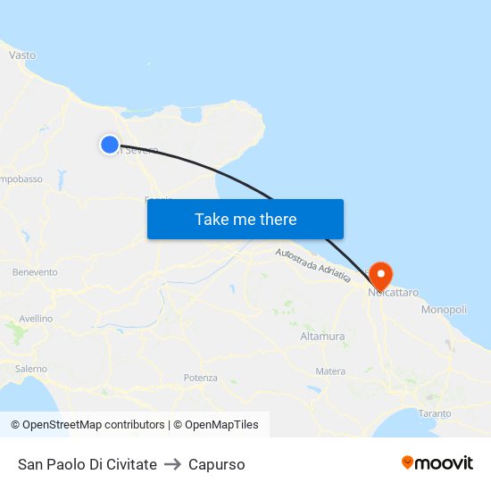 San Paolo Di Civitate to Capurso map