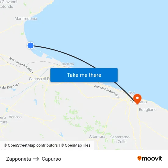 Zapponeta to Capurso map