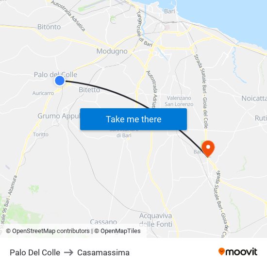 Palo Del Colle to Casamassima map