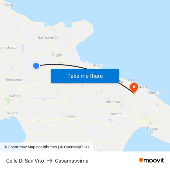 Celle Di San Vito to Casamassima map