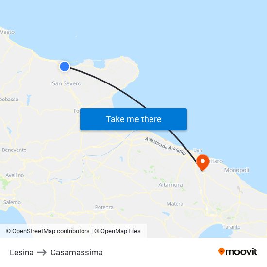 Lesina to Casamassima map