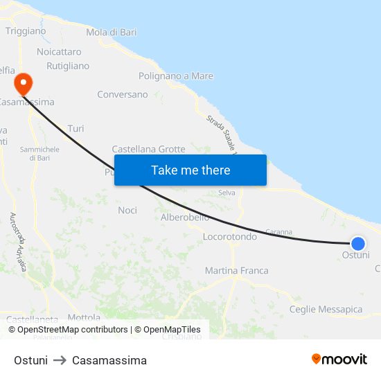 Ostuni to Casamassima map