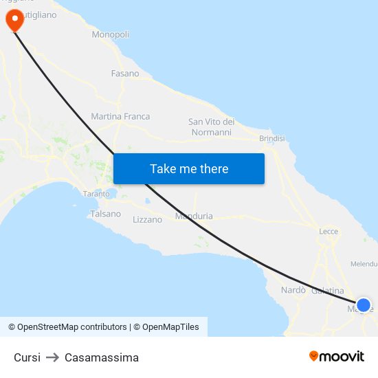 Cursi to Casamassima map