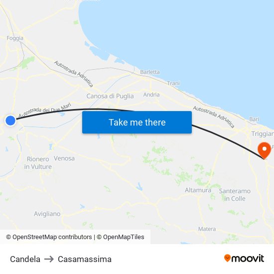 Candela to Casamassima map