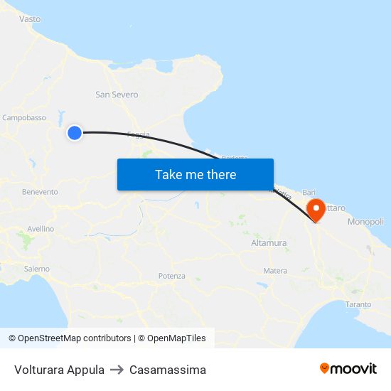 Volturara Appula to Casamassima map