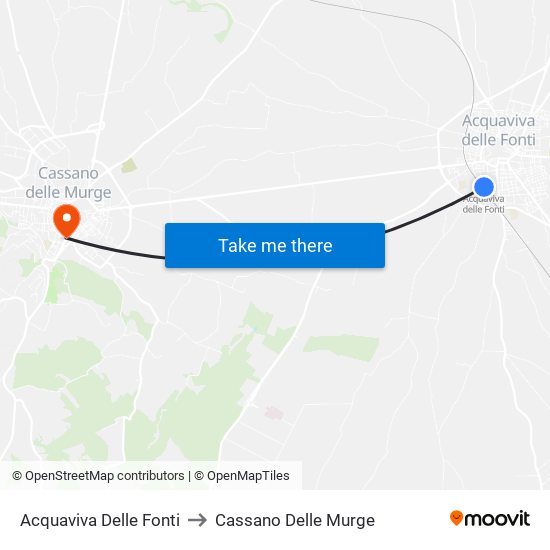 Acquaviva Delle Fonti to Cassano Delle Murge map