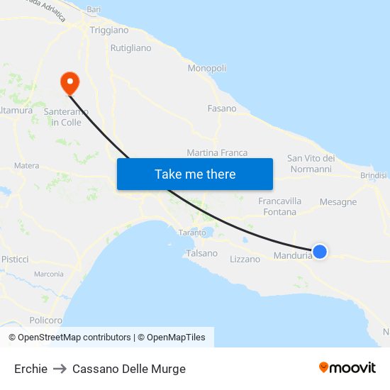 Erchie to Cassano Delle Murge map