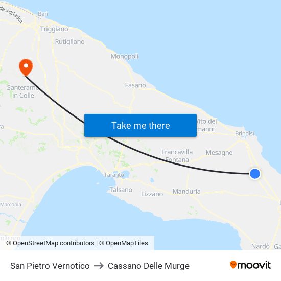 San Pietro Vernotico to Cassano Delle Murge map