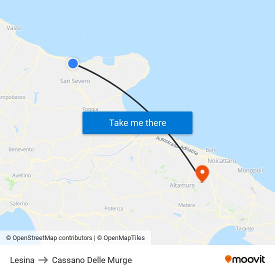 Lesina to Cassano Delle Murge map