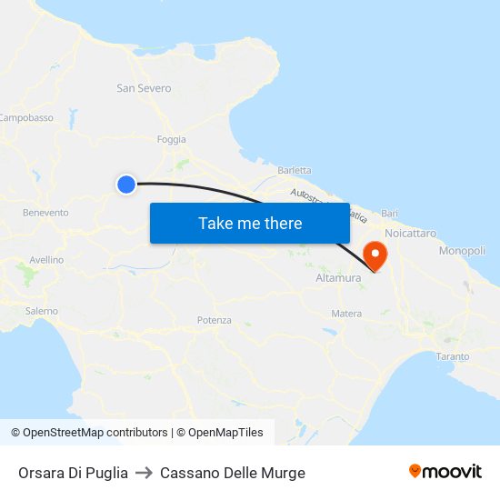 Orsara Di Puglia to Cassano Delle Murge map