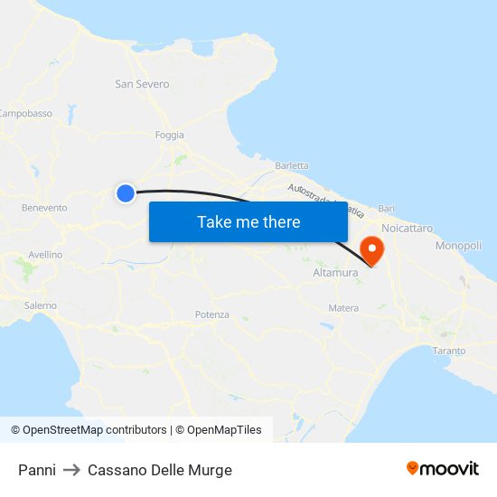 Panni to Cassano Delle Murge map